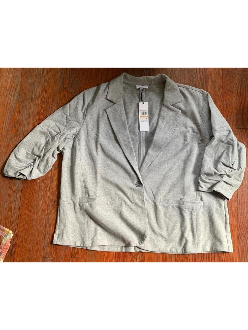 Women’s Calvin Klein Gray Blazer NWT Size 2X Cotton Spandex Stretch Button Close